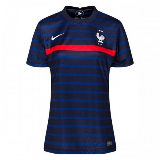 Camisola França Mulher Equipamento Primeiro Euro 2020 Manga Curta